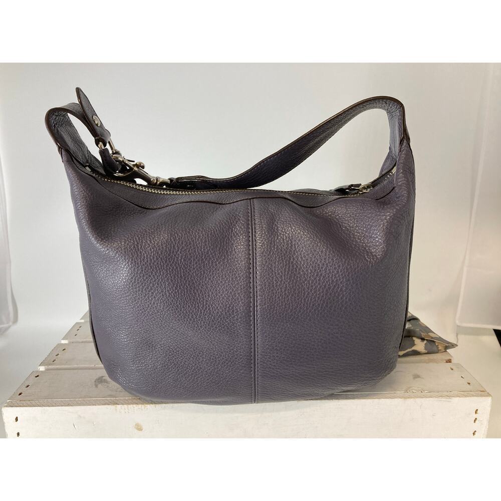 COACH F23960 PURPLE -GRAY PEBBLED LEATHER HOBO BAG - Picture 6 of 16